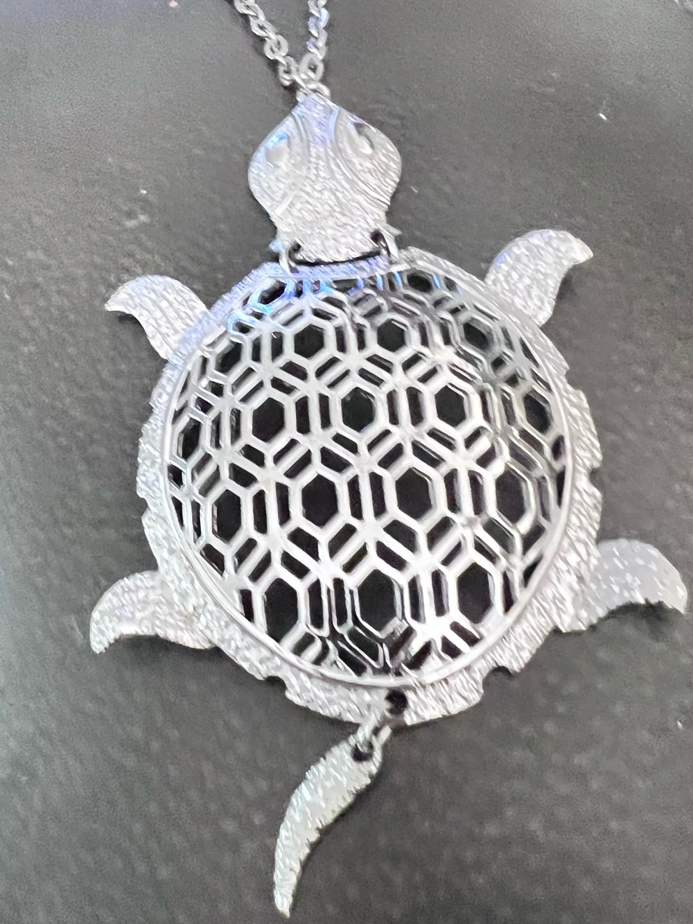Silver Turtle Necklace - 4 inch long